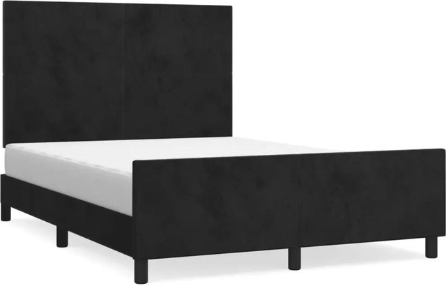 vidaXL Bettgestell mit Kopfteil aus Samt in Schwarz, B/T/H: 140 x 190 x 146 cm - Bild 1