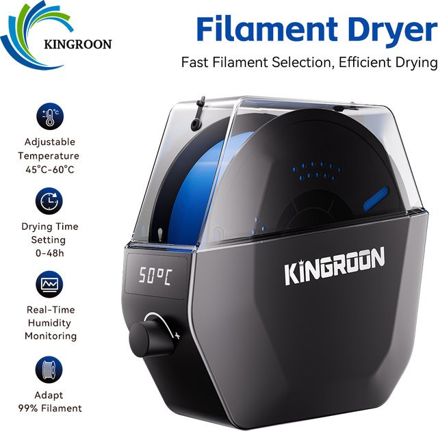 KINGROON KR-01 Filament-Trocknungsbox für 3D-Drucker, Schwarz, geeignet für PLA, PETG, TPU und ABS - Bild 1