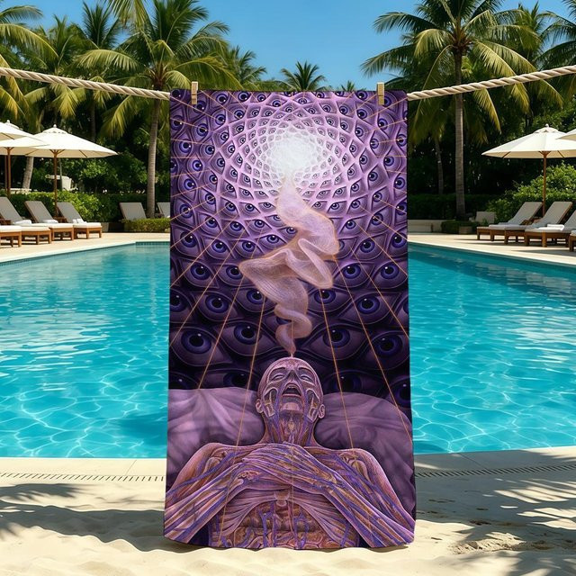 JMG Household Supplies Strandhandtuch Alex Grey Trippy Psychedelic Kunst in Grau und Lila, B/H: 40 x 70 cm - Bild 1