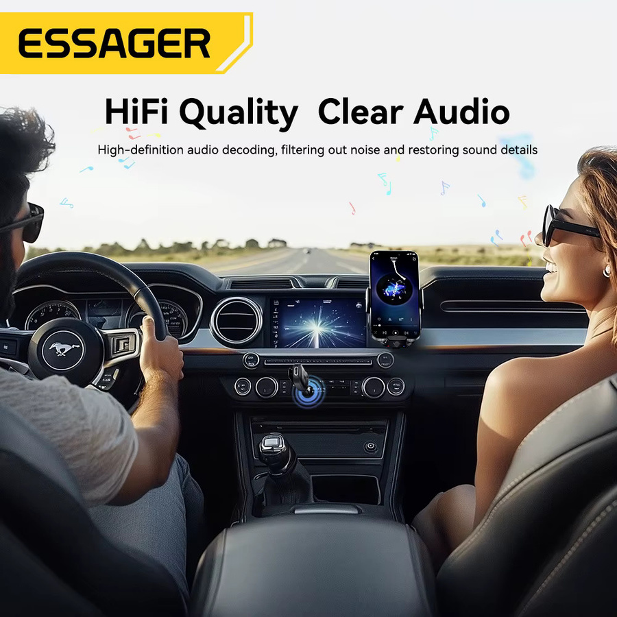 Essager Bluetooth 5.3 Adapter mit 3,5 mm AUX-Buchse für Audio-Musikempfang an Autolautsprechern, Headsets, Tablets und Laptops, Schwarz - Bild 3