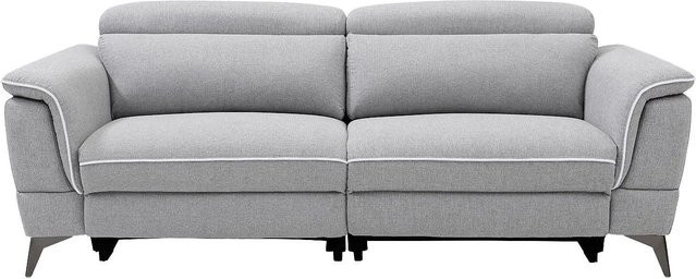 Vente-unique Relaxsofa Macari in Hellgrau mit Stoffbezug, Breite: 216 cm - Bild 1