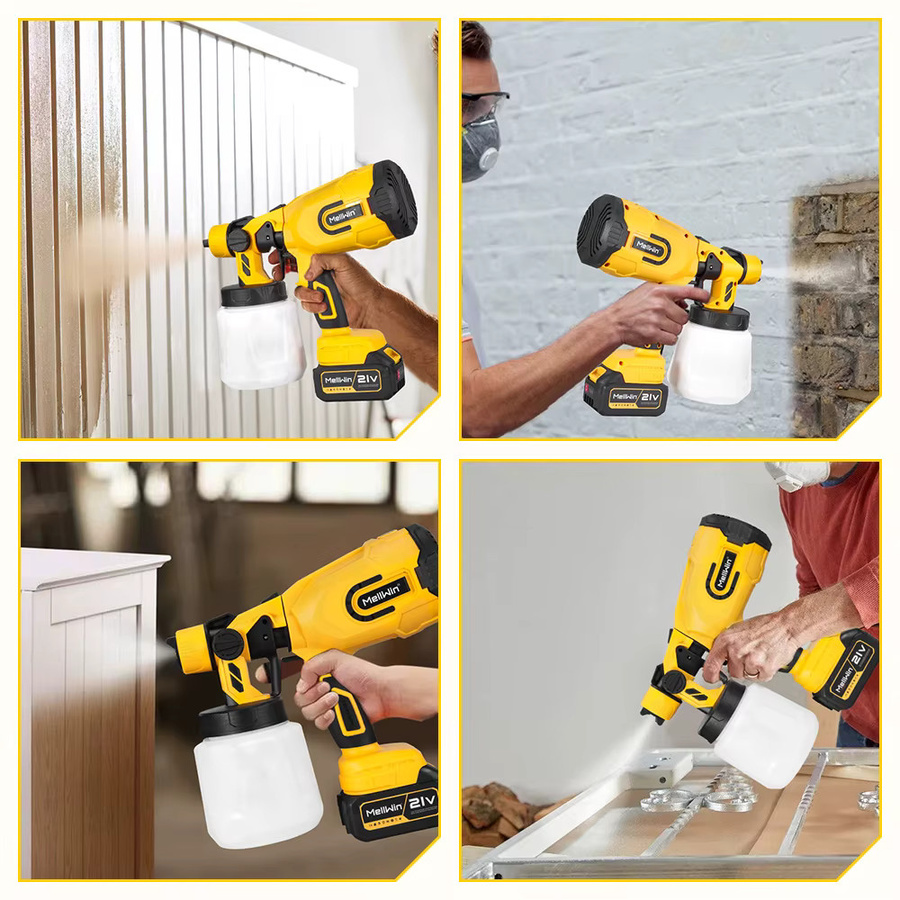 MELLWIN Akkubetriebene Elektrische Farbspritzpistole Gelb für Makita 18V LXT mit 1200ml Behälter - Bild 4