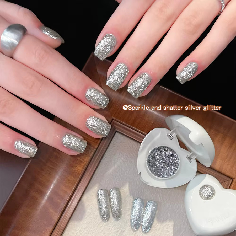 Kaniu Gel-Nagellack-Set, Silber-Glitzer und Platin-Glitter, Schimmernd - Bild 3
