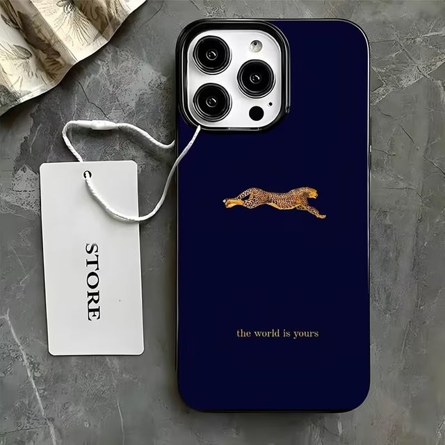 Tiefblaue Handyhülle mit Leopardenmuster aus Soft TPU für Apple iPhone Modelle - Bild 1