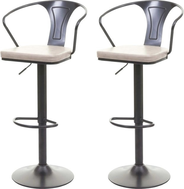 PROREGAL 2er-Set Barhocker im Industrial Design mit Armlehnen, höhenverstellbar und drehbar, Schwarz-Creme - Bild 1