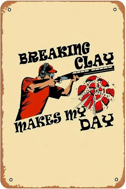 Potdemiel Vintage Clay Pigeon Shooting Metallschild Wanddekoration, B: 20,3 cm, H: 30,5 cm - Bild 1
