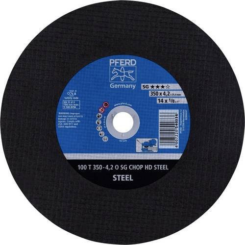 PFERD Trennscheibe SG CHOP HD STEEL für Stahl, Durchmesser: 350 mm, Breite: 4,2 mm, Bohrung: 25,4 mm, 10 Stück, Schwarz - Bild 1