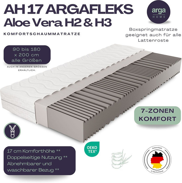 ARGAFLEKS Komfortschaummatratze in Weiß mit 7 Zonen und abnehmbarem Bezug, Höhe: 17 cm, B/T: 90 x 200 cm - Bild 1
