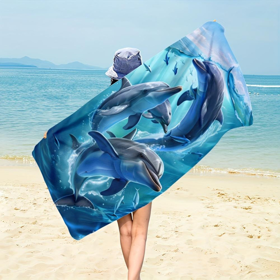 Ka Chen Muxi Delfin Strandtuch aus Mikrofaser in Weiß und Blau, B: 40 cm, H: 60 cm - Bild 4