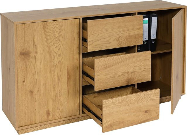 Sideboard MCW-J78 in Eiche-Optik mit Soft-Close-System, B/H/T: 160 x 86 x 40 cm - Bild 1