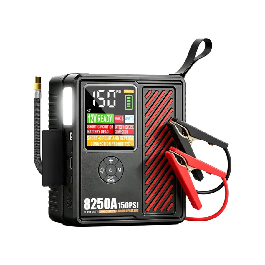 AdoreTrip Auto-Starthilfegerät 8250A Powerbank mit integriertem Luftkompressor 150PSI Reifenfüller in Schwarz - Bild 9