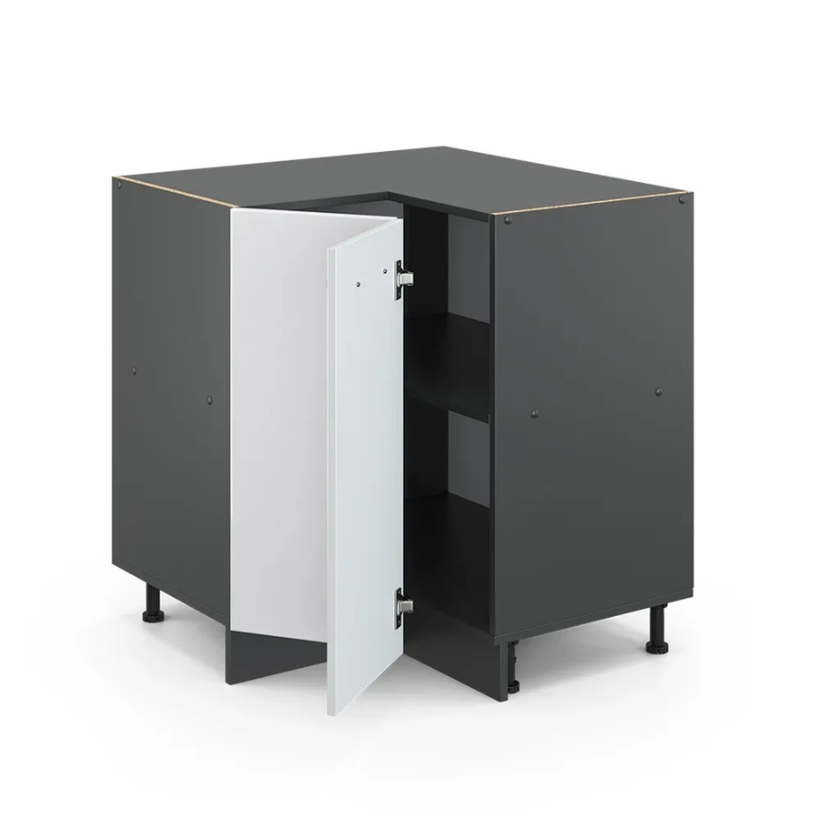 Vicco R-Line Eckunterschrank für die Küche in Weiß Hochglanz und Anthrazit mit Eiche-Optik, B/T/H: 75,6 x 60,0 x 81,6 cm - Bild 2