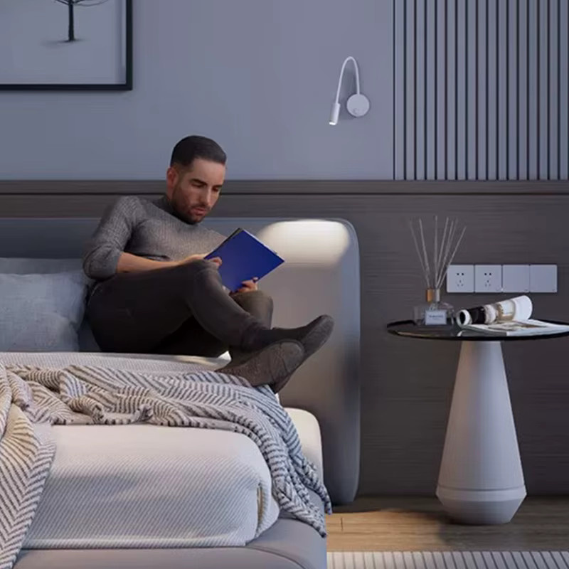 Ramalho 3W LED Schwanenhals-Lesewandlampe mit Schalter, flexibel verstellbare Wandmontage für Schlafzimmer und zum Arbeiten - Bild 1