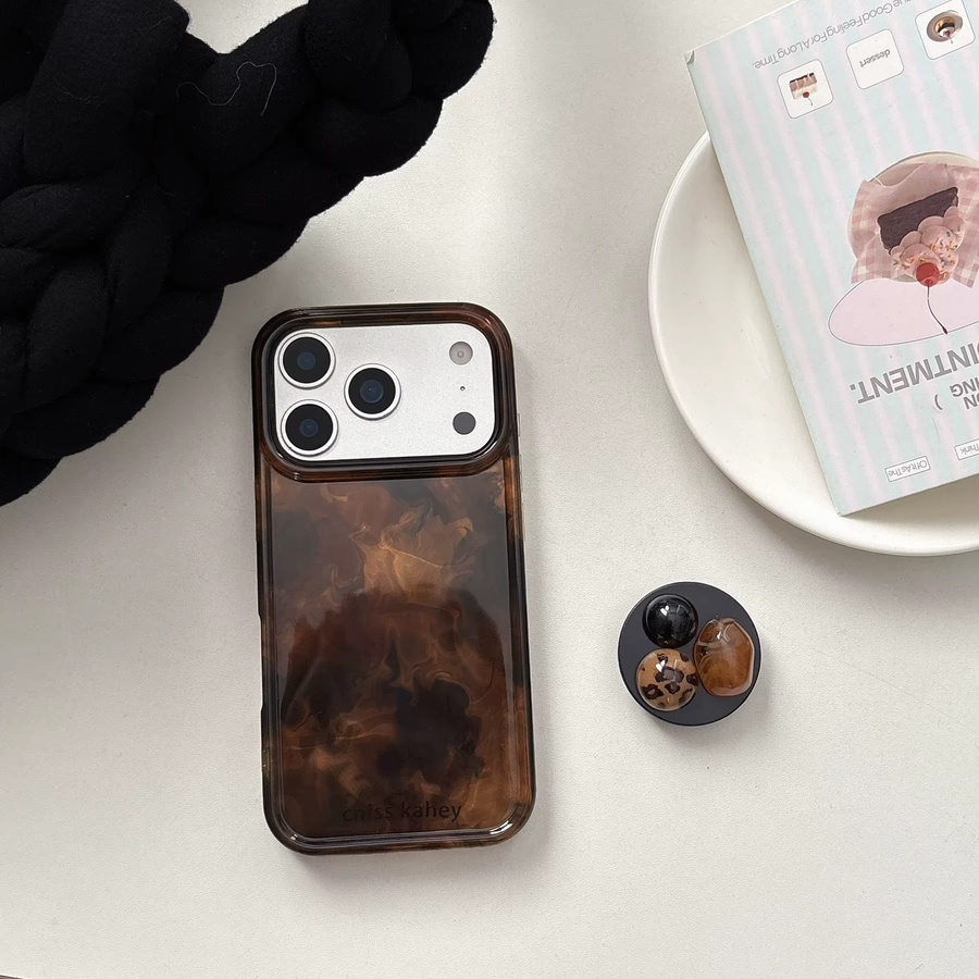 Apple iPhone Handyhülle mit 3D Edelstein Ständer im Vintage Bernstein Leopard Print für iPhone 17 16 15 14 13 Pro Max in Braun - Bild 5