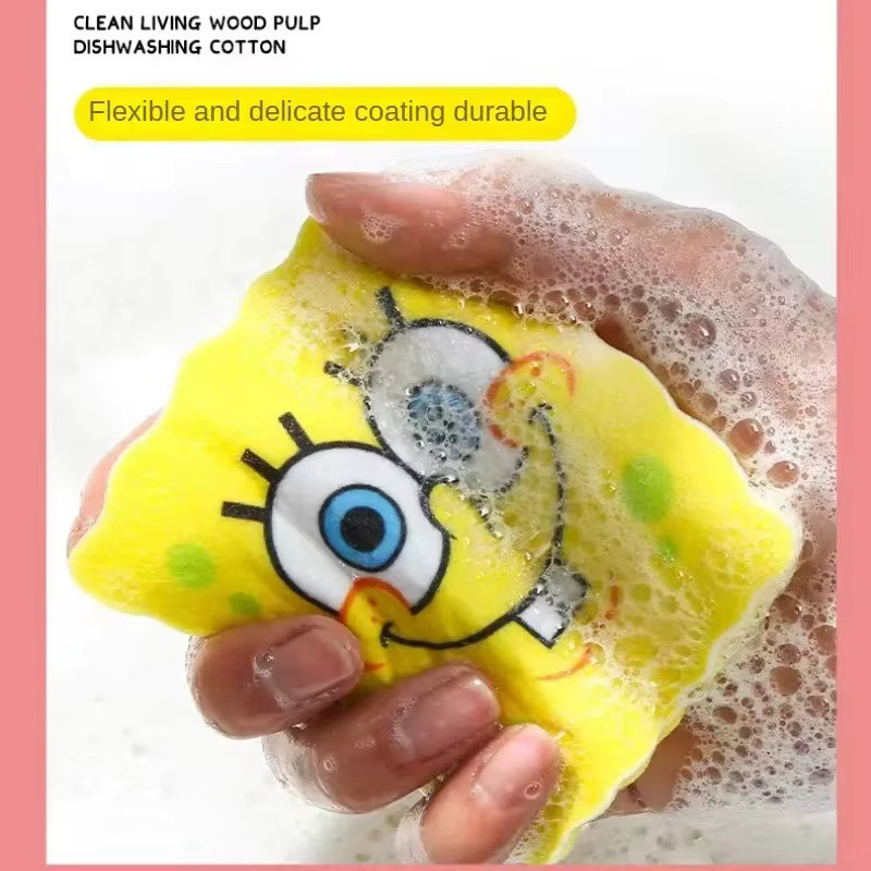 Potdemiel SpongeBob Geschirrspülschwamm in Gelb aus Naturfasern für die Küchenreinigung - Bild 2