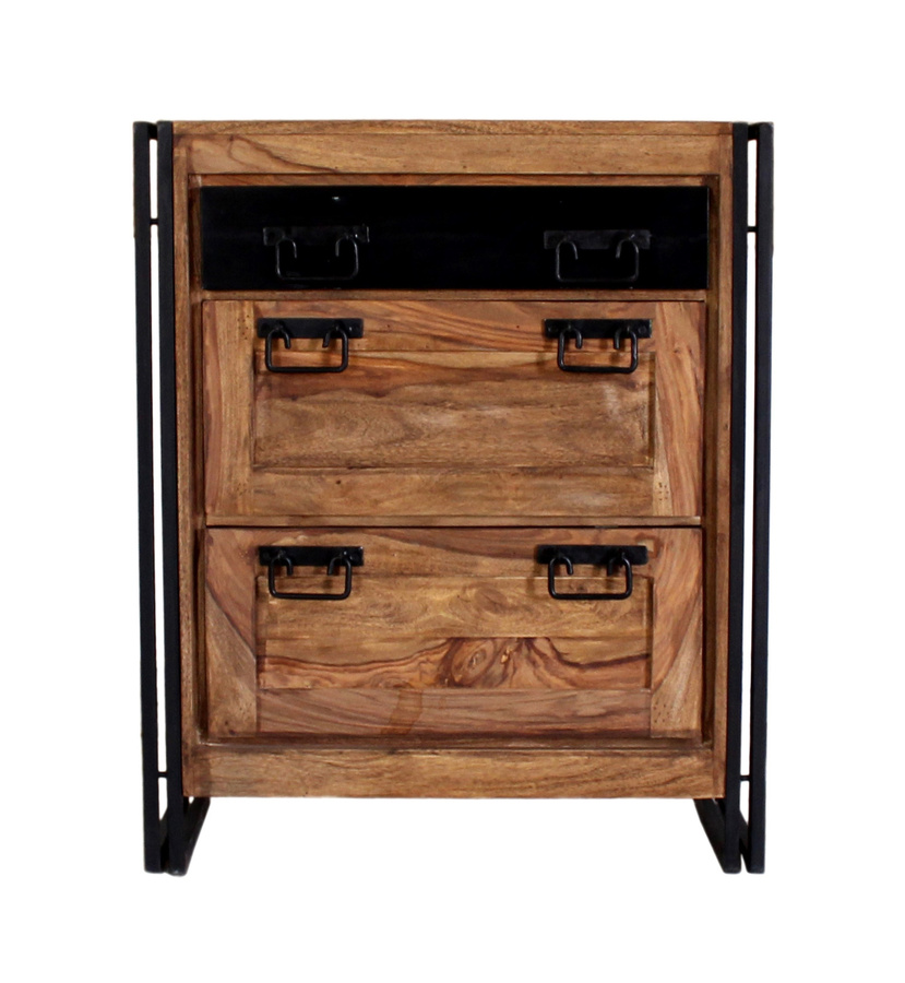 SIT Schuhschrank PANAMA aus Akazienholz und Metall, 2-türig, braun/schwarz, B/T/H: 80 x 40 x 96 cm - Bild 1