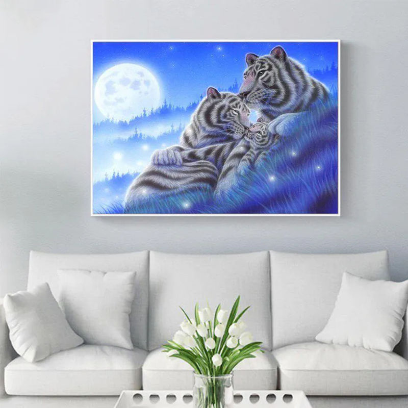 FIYO Diamond Painting Set Tiger Motiv als Malset mit runden Strasssteinen, Mehrfarbig, B/H: 30 x 20 cm - Bild 2