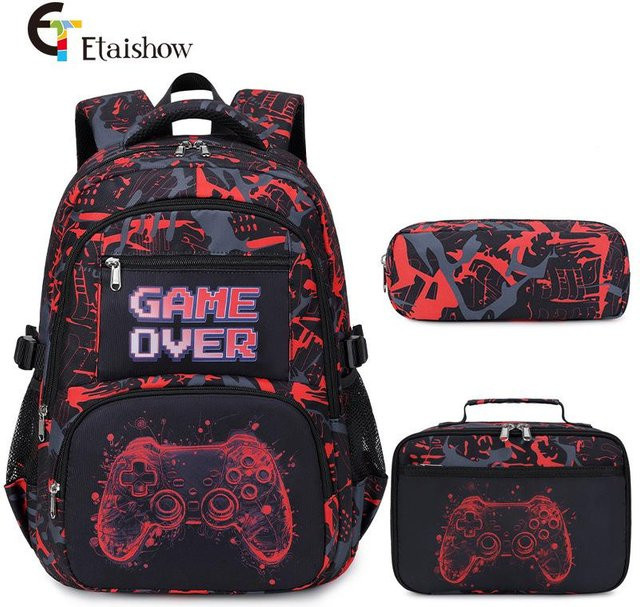 Fancy Style Studio Schulrucksack Set für Jungen mit Brotdose und Federmäppchen in Multicolour - Bild 1