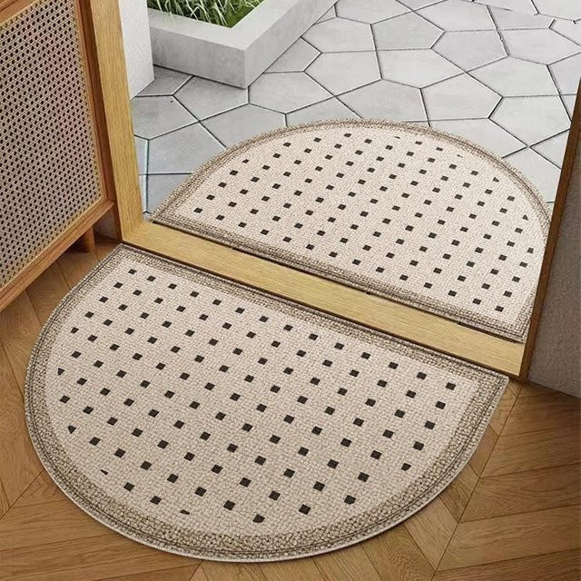 Yiran Furniture Advanced Sense Halbkreis Eingangstürmatte in Beige, schmutzabweisende Fußmatte aus Mikrofaser und Kokos, B x T: 100 x 140 cm - Bild 1