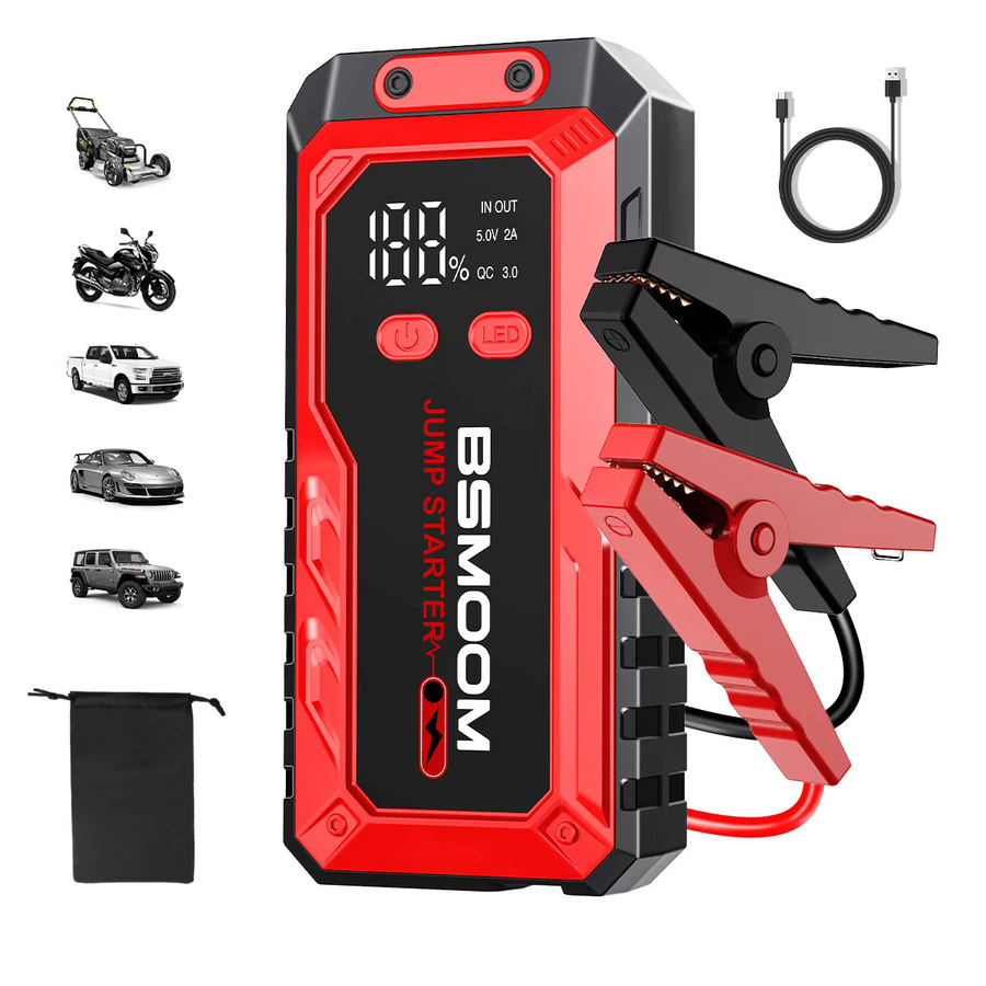 BSMOOM 5000A Auto-Starthilfe für 12V-Fahrzeuge mit LCD-Display, LED-Anzeige und USB-C-Anschluss, geeignet für Benzin- und bis zu 8,0-Liter-Dieselmotoren - Bild 5