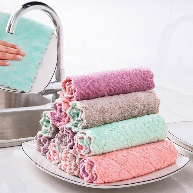 10 Stück Mikrofaser Geschirrtücher als doppelseitige Mehrzweck-Putzlappen für dein Küchenzubehör von Household supplies MH - Bild 1