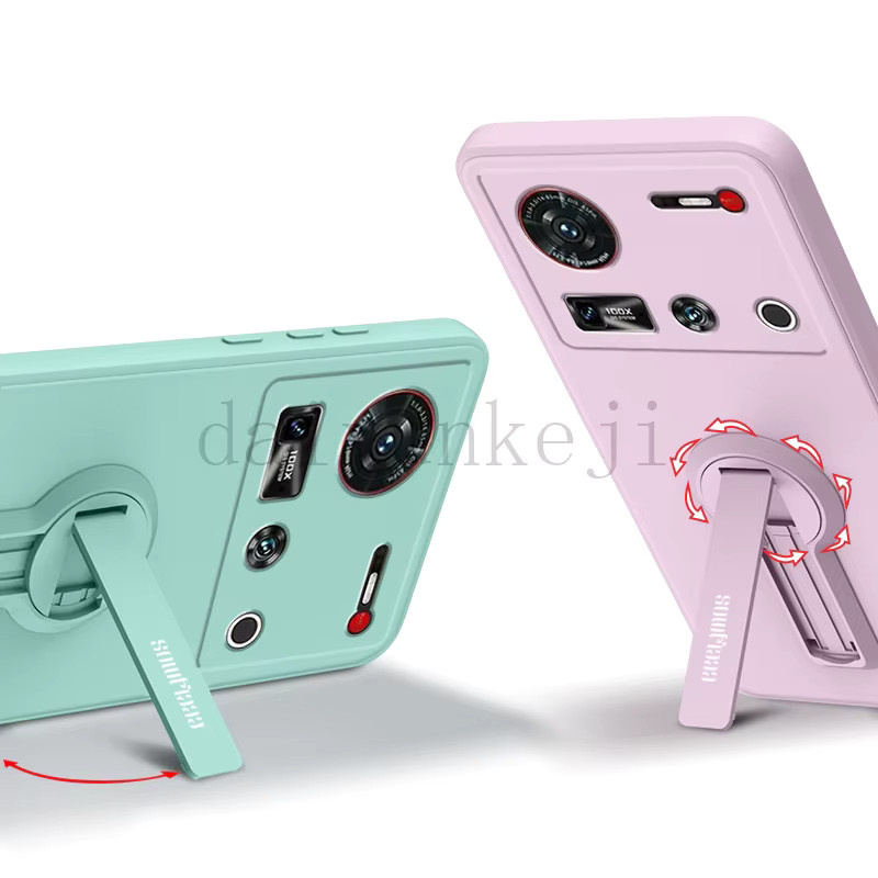 Stoßfeste Silikon Schutzhülle mit Halterung und Displayschutz für ZTE Nubia Z70, Z80 Ultra und Z60 Ultra in Weiß - Bild 2