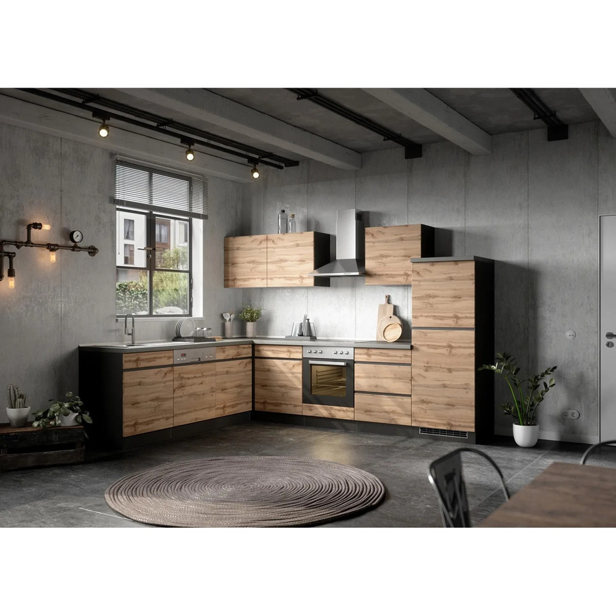 Held Möbel Winkelküche Turin in Wotaneiche und Graphit mit E-Geräten B/T/H: 240 x 300 x 60 cm - Bild 2