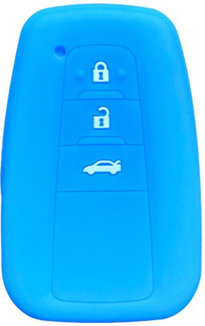 Silikon Autoschlüsselhülle für Toyota Corolla, Land Cruiser, Prado, Camry V70, C-HR, Prius und RAV4 Xa50 in Blau mit 3 Tasten - Bild 1