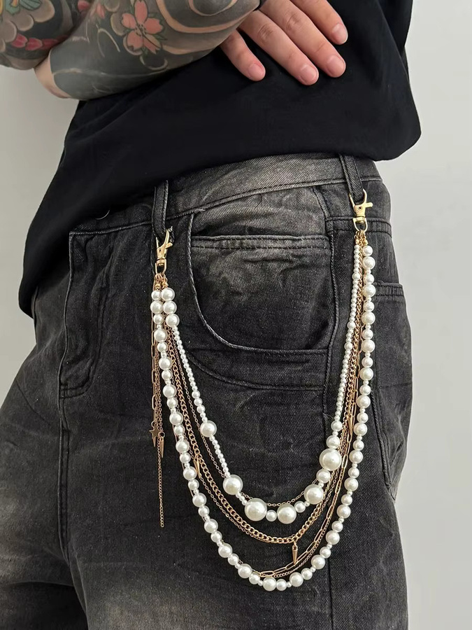 Salircon Schlüsselring, Perle, Gold, Punk, Herren - Bild 5