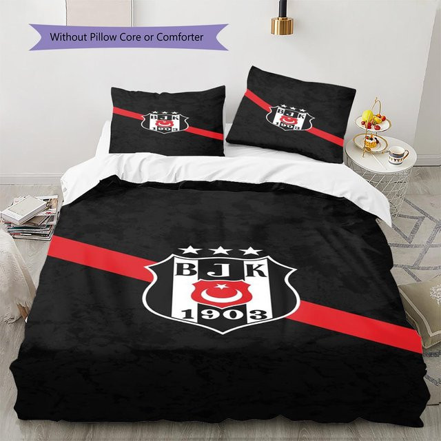 NuanSue Home Bettwäsche Set Beşiktaş Logo Muster in Schwarz, bestehend aus 1 Bettbezug und 2 Kissenbezügen, B/H: 140 x 200 cm - Bild 1