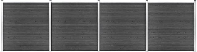 vidaXL Zaunelement Set WPC in Schwarz, B/H: 699 x 186 cm - Bild 1