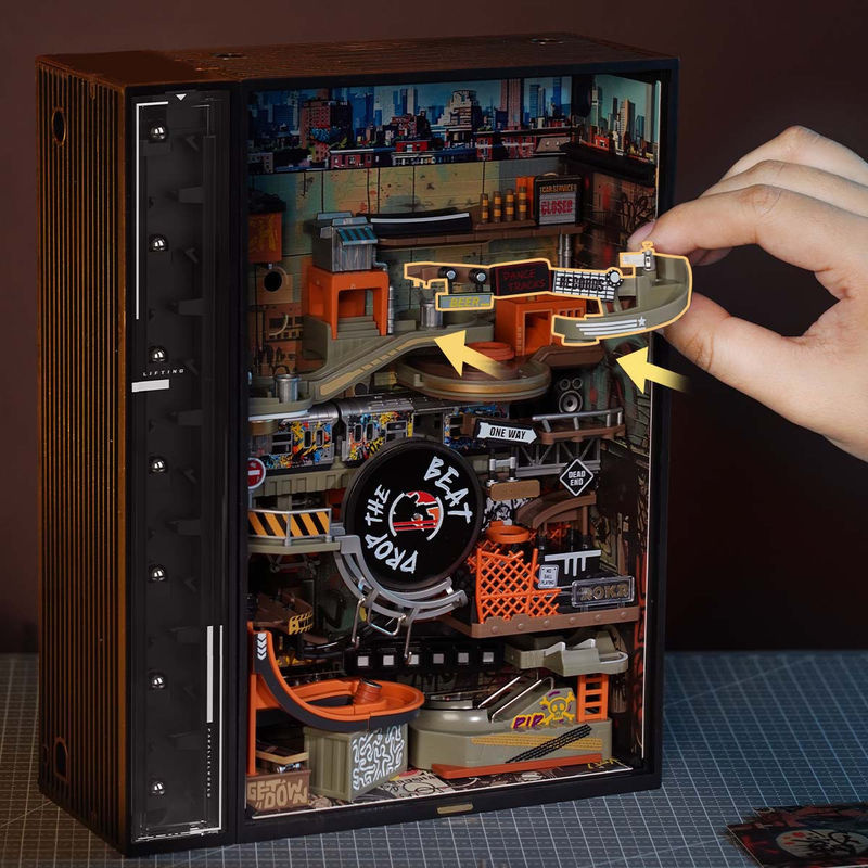 ROBOTIME ROKR Hip-Hop Street Murmelbahn Mechanisches 3D-Puzzle Cyberpunk aus Holz - Bild 3