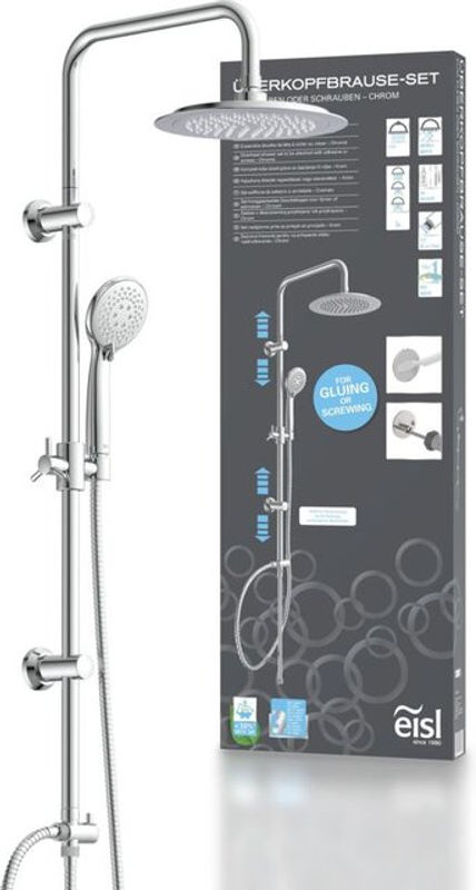 Eisl Überkopfbrause-Set zum Kleben in Chrom, runde Regendusche mit Massagefunktion, Durchmesser: 24 cm - Bild 3