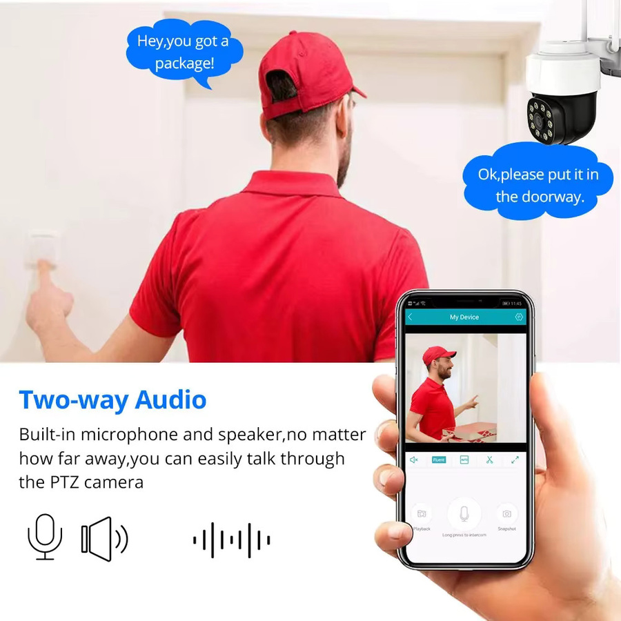 Tuya Smart Leben Wifi PTZ Outdoor Überwachungskamera mit 5MP Auflösung, drahtlose CCTV IP Kamera in Weiß mit automatischem Mensch-Tracking - Bild 2