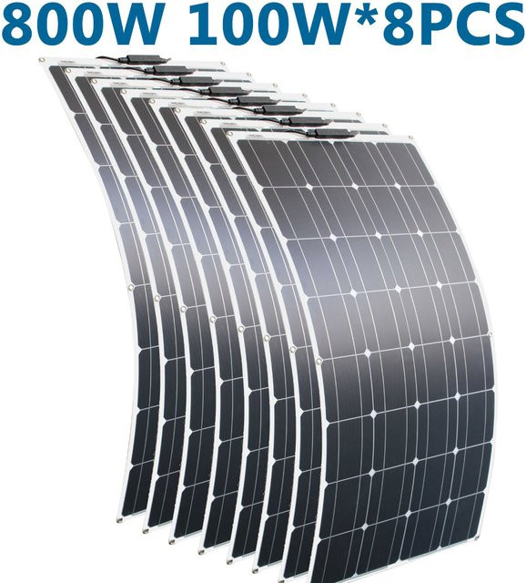 DGSUNLIGHT Flexibles Solarpanel aus monokristallinem Silizium in Schwarz, 100W 200W 800W 12V 18V - Bild 1