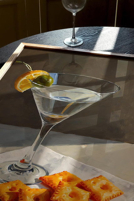 SHENCHEN Martini und Käsecracker Paper Poster im modernen Ölgemälde-Stil, Mehrfarbig - Bild 1