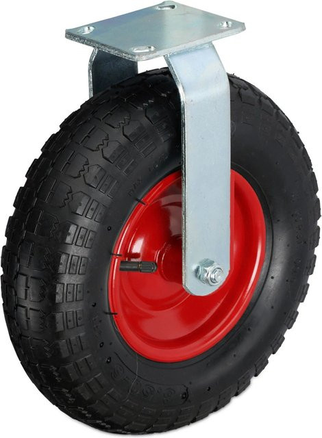 Relaxdays Bockrolle aus Stahl und Gummi in Schwarz-Rot, luftbereift, Durchmesser: 35 cm - Bild 1