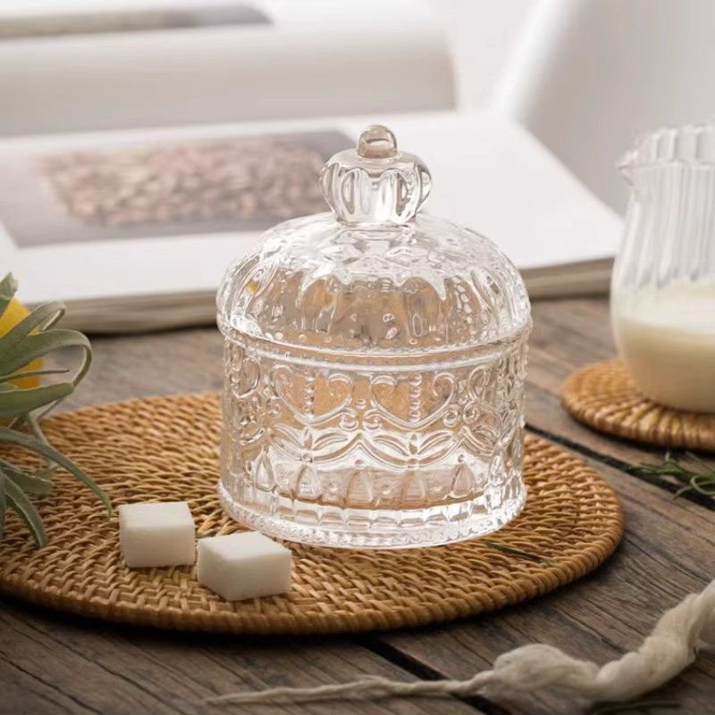 Transparentes Glas-Schmuckkästchen in Kronenform für Schmuck, Accessoires oder Snacks im Vintage-Stil - Bild 2