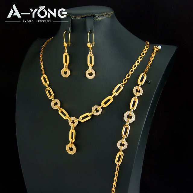 A-YONG AYONG JEWELRY Schmuck-Set, Gold, Zirkonia, Damen, Vintage - Bild 1