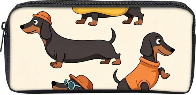 Fancy Style Studio Federmäppchen mit Dackel-Aufdruck für Kinder, Mehrfarbig, B/H/T: 23,0 x 23,0 x 6,0 cm - Bild 1
