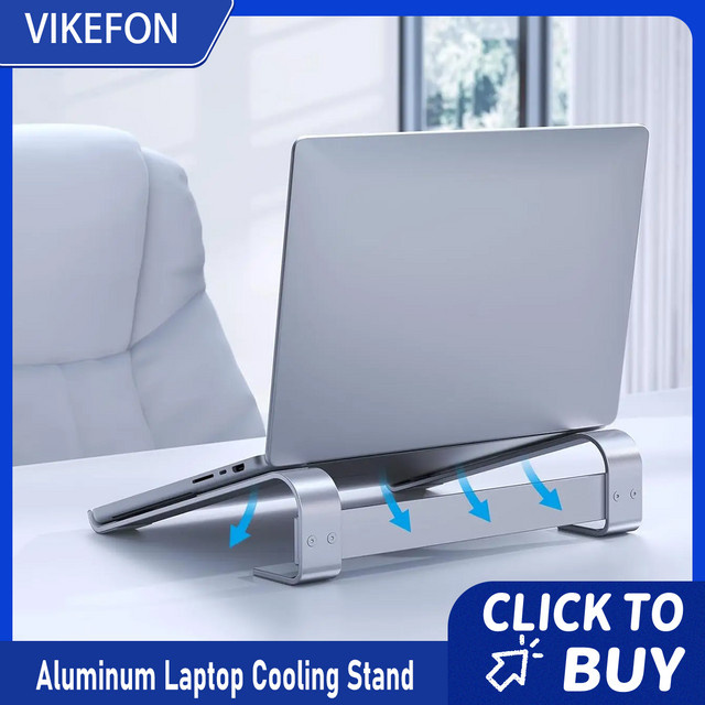 VIKEFON Aluminium Laptop Kühlständer und Halterung in Silber für Macbook Pro Air, Dell, HP und Lenovo Notebooks - Bild 1