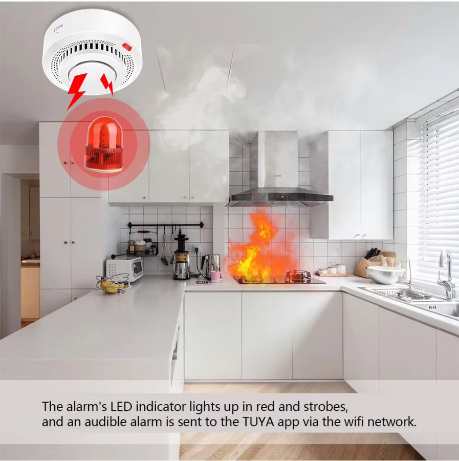 Tuya Smart WiFi Rauchmelder in Weiß mit 360 Grad Erkennung und Fernüberwachung, kompatibel mit Alexa und Google Home - Bild 3