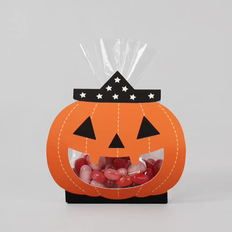 Halloween Geschenkboxen aus Papier mit Kürbis und Geist Motiv in Orange für Party Dekoration und Süßigkeiten Verpackung - Bild 2