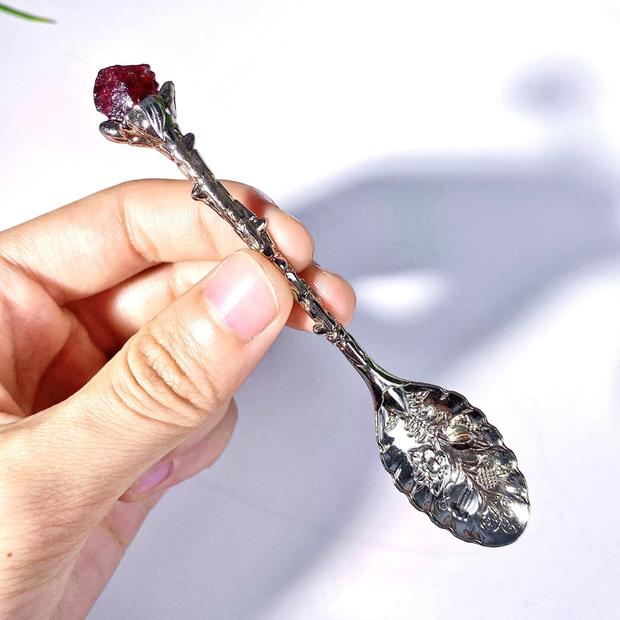 Granat-Löffel aus roten Naturkristallen und Metall für DIY-Mosaikkunst und Handwerk - Bild 5