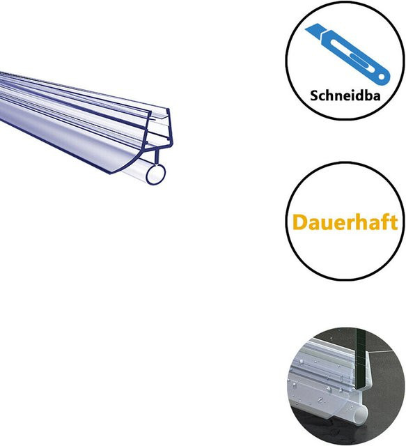 2er-Set transparente PVC Dichtungsstreifen für Duschwände und Glastüren, Länge: 50 cm - Bild 1