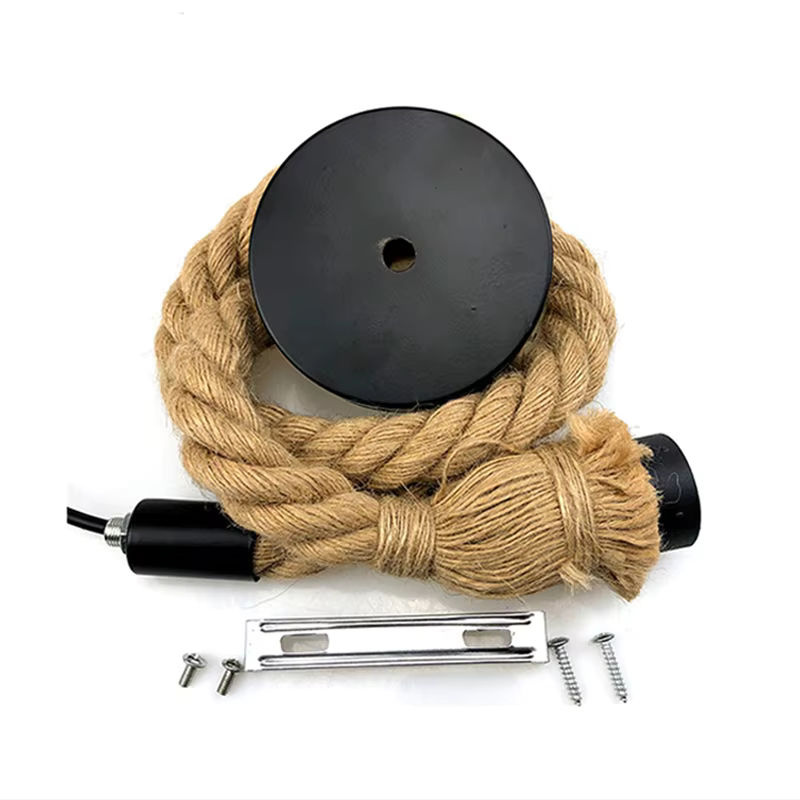 Lyfs LED Pendelleuchte im Retro-Stil mit Hanfseil und Edison-Filament in Braun und Schwarz - Bild 2