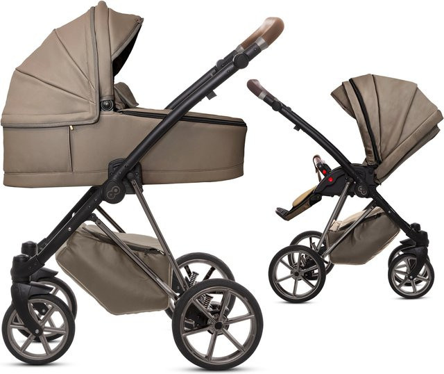 TPFLiving 2in1 Kinderwagen Royal Kunstleder in Gray Pearl mit Gestell in Space Grau - Bild 1