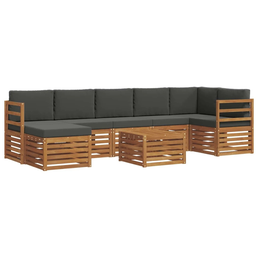 vidaXL Sofagarnitur 8-teilig aus Massivholz Akazie in Natur und Anthrazit mit L-Form und Latten-Design - Bild 2