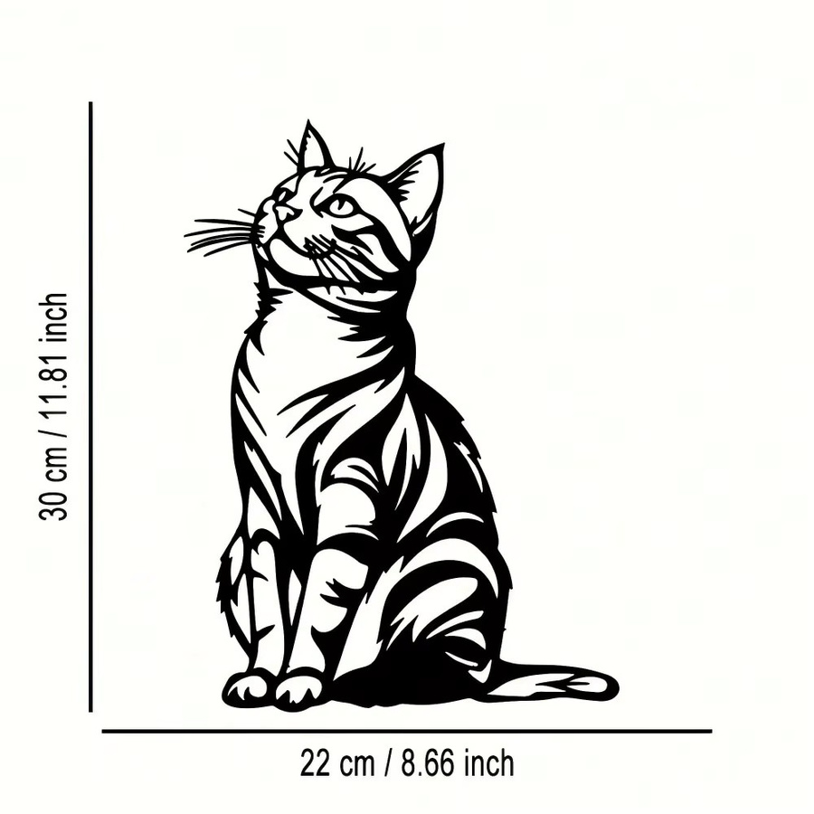 HELLOYOUNG Vintage Katzen-Metallwandkunst in Schwarz-Weiß Gestreift aus Aluminium zur Wanddekoration - Bild 2
