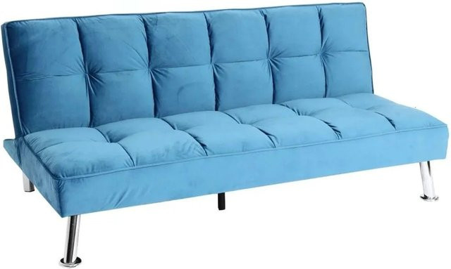 MCW Klappsofa K21 Schlafsofa mit Schlaffunktion aus Samt in Blau - Bild 1
